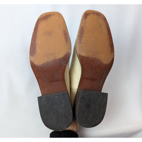 Sam Edelman 7 Thelma Eggshell Chunky Heel Pull On Squared Toe Ankle Boots Bootie - Picture 16 of 16